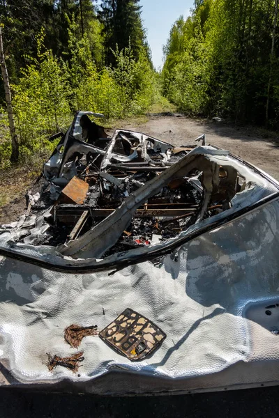 Sorsele Suède Camping Car Incendié Vandalisé Garé Dans Une Aire — Photo