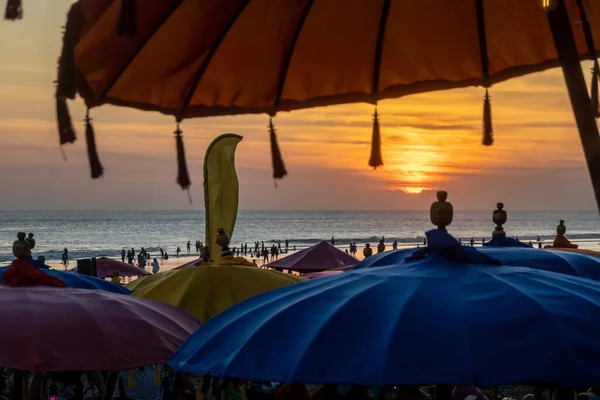Seminyak Bali Indonezia Plaja Seminyak Ocupată Plictisitoare Aftenonul Mai Târziu — Fotografie, imagine de stoc