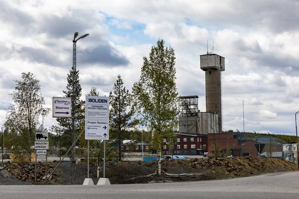 Болиден Швеция Июня 2023 Знак Промышленном Горнодобывающем Заводе Болидена Инебергруване — стоковое фото