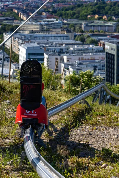 Estocolmo Suecia Junio 2023 Una Carrera Verano Pista Esquí Hammarbybacken — Foto de Stock