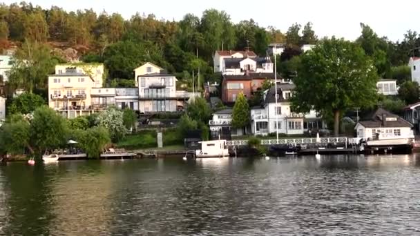 Estocolmo Suecia Sol Pone Sobre Suburbio Malarhojden Lago Malaren — Vídeos de Stock
