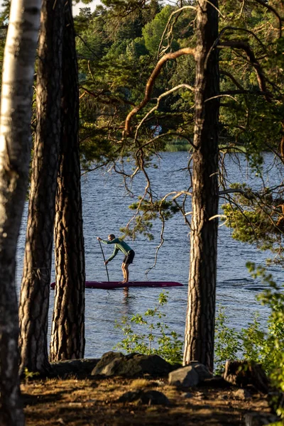 Stockholm Schweden Juli 2023 Ein Mann Paddelt Auf Einem Stand — Stockfoto