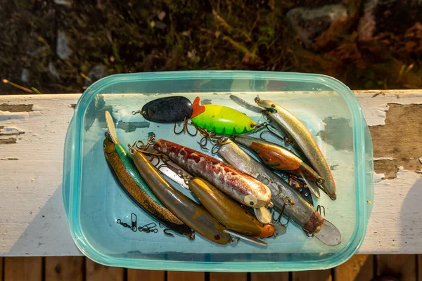 Stockholm Sweden Box Filled Fishin Lures — Stock Photo, Image