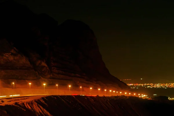 Muscat Omán Egy Kanyargós Hegyi Éjjel Ami Kivezet Városból Hegyeken — Stock Fotó