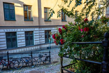 Stockholm, İsveç Şafak vakti Sodermalm 'daki Brannkyrkagatan Caddesi.