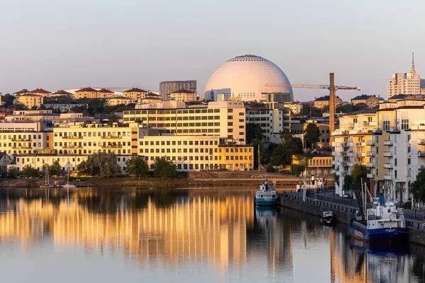 Stockholm Švédsko Července 2023 Okres Hammarby Sjostad Arénou Globe Nyní — Stock fotografie