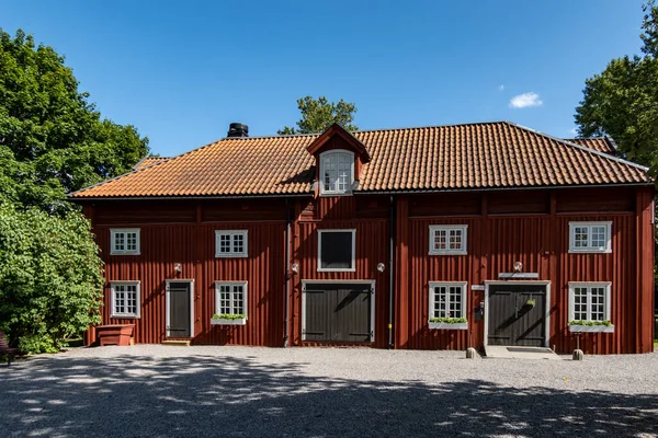 Stockholm Sweden July 2023 Typical Red Historic Buildings Farsta Suburb — Stock Photo, Image
