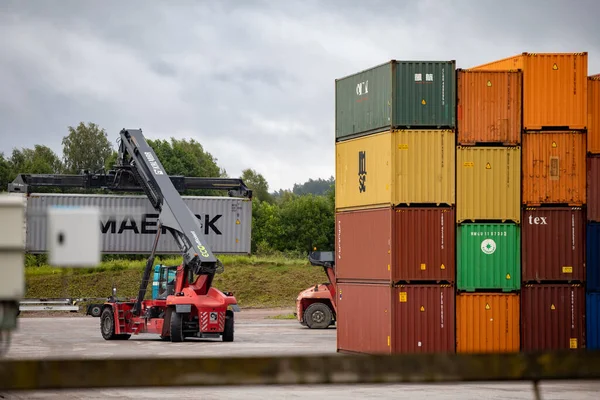 Leksand Schweden Juli 2023 Ein Containerpark Auf Dem Gelände Des — Stockfoto