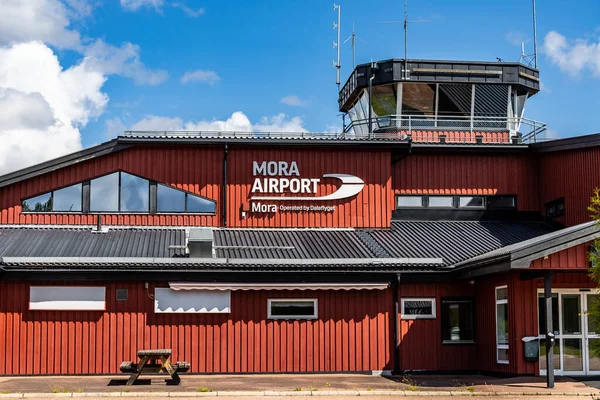 Mora Suécia Julho 2023 Entrada Sinal Para Aeroporto Regional Mora — Fotografia de Stock