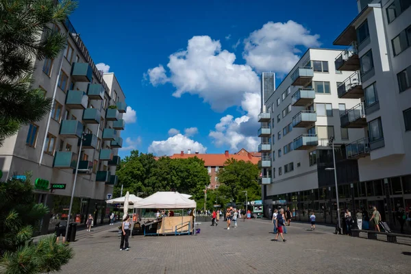 Estocolmo Suécia Julho 2023 Praça Liljeholmstorget Verão — Fotografia de Stock