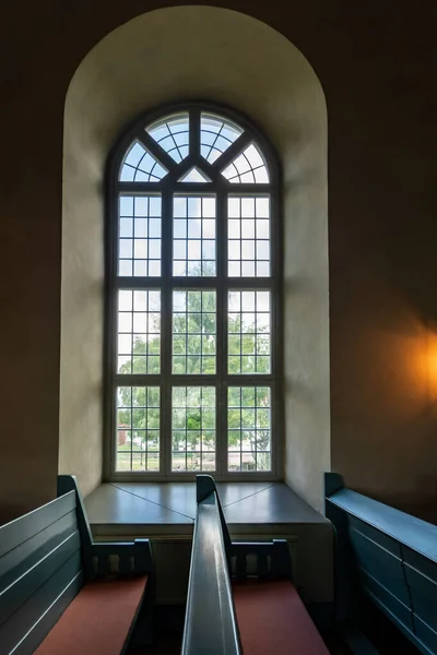 Соллерон Швеция Pews Окно Внутри Церкви Соллеро 1777 Год — стоковое фото
