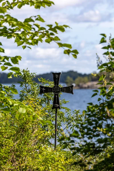 Taxinge Švédsko Července 2023 Starý Kovový Kříž Nebo Znak Řádu — Stock fotografie
