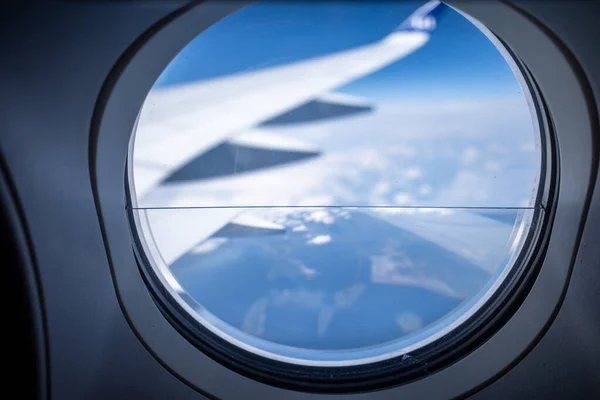 Στην Πτήση Ιουλίου 2023 Θέα Της Καμπίνας Από Ένα Φινιστρίνι — Φωτογραφία Αρχείου