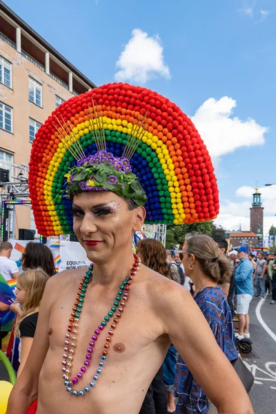 Estocolmo Suecia Agosto 2023 Una Persona Trans Masculina Participantes Multitudes — Foto de Stock