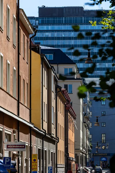 ストックホルム スウェーデン 2023年9月7日 ダウンタウンのオロフスガタンのストックホルムファサードの景色 — ストック写真