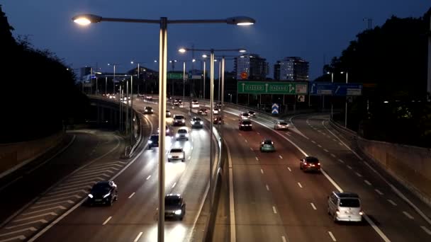 Estocolmo Suecia Tráfico Nocturno Autopista — Vídeos de Stock