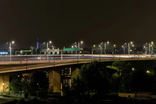 Stockholm Zweden Verkeerstrepen Het Centrum Snelweg — Stockfoto