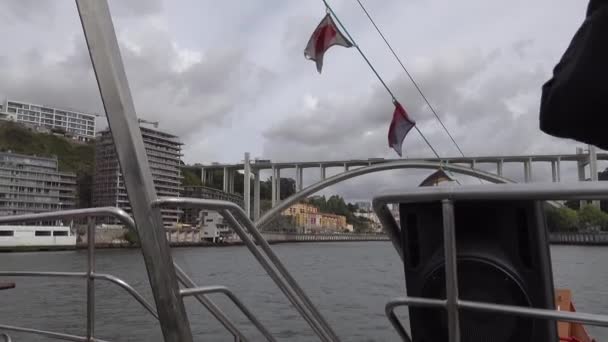 Porto Portugalsko Pohled Slavných Mostů Řeky Douro Portu — Stock video