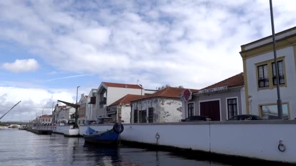 Aveiro Πορτογαλία Τυπικά Αλιευτικά Σκάφη Αναδιατάσσονται Για Καθοδηγήσει Τους Τουρίστες — Αρχείο Βίντεο