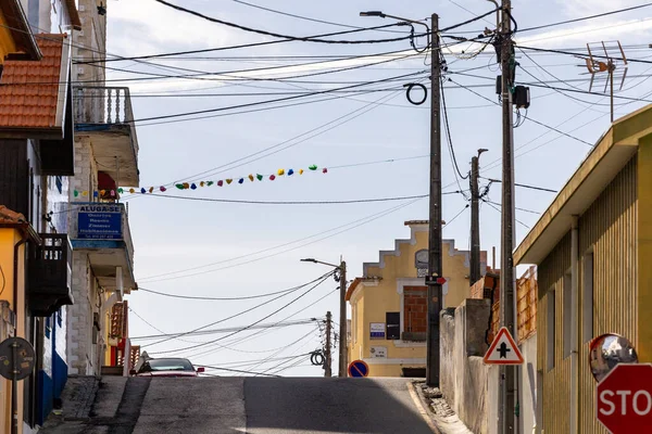 2023年9月20日葡萄牙阿韦罗海滨科斯塔诺瓦区一条空荡荡的街道和房屋 — 图库照片