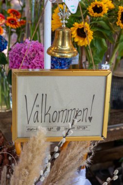 Stockholm, İsveç 'te İsveççe bir çiçekçi dükkanında 