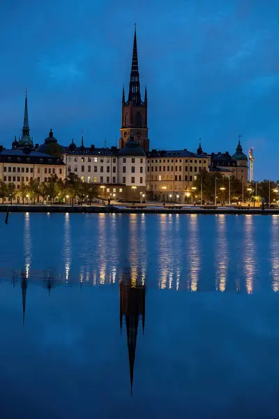 Stockholm Sveç Riddarholmen Adası Eski Şehir Gaml Stan Sabahın Erken — Stok fotoğraf