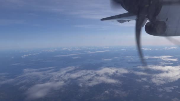 Rovaniemi Finlândia Avião Hélice Sobrevoando Lagos Finlândia — Vídeo de Stock