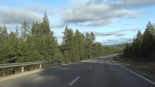 Rovaniemi Finlandia Widok Autostradę E75 Jadącą Północ Fińskiej Laponii Przez — Wideo stockowe