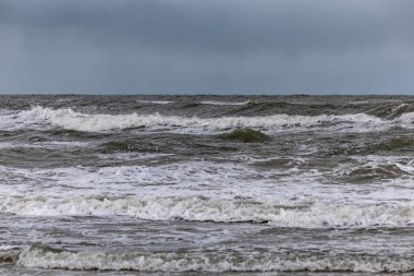 Tornby Strand, Danimarka Kuzey Denizi ve Skagerrak kıyıları rüzgarlı bir günde.