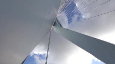 Rotterdam, Hollanda Güneşli bir sonbahar gününde Erasmus Köprüsü manzarası. 