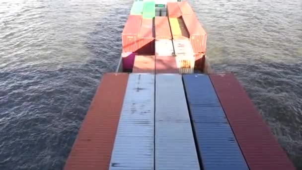 Rotterdam Países Baixos Passa Uma Barcaça Contentores Sob Ponte Erasmus — Vídeo de Stock