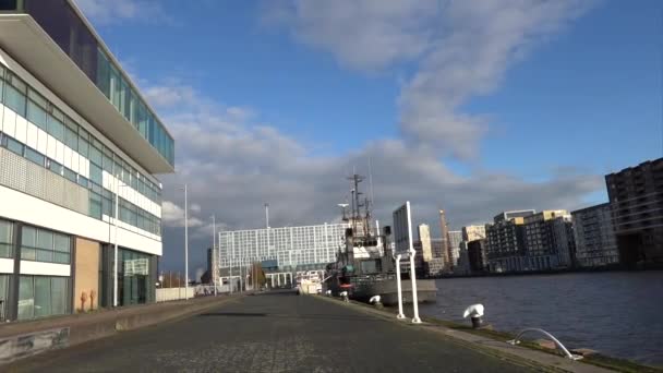 Rotterdam Nederland Uitzicht Rotterdamse Haven Een Zonnige Herfstdag — Stockvideo