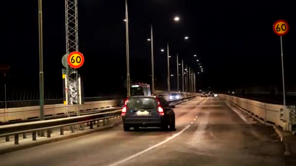 Estocolmo Suécia Lapso Tempo Tráfego Início Manhã Sobre Vasterbron Western — Vídeo de Stock