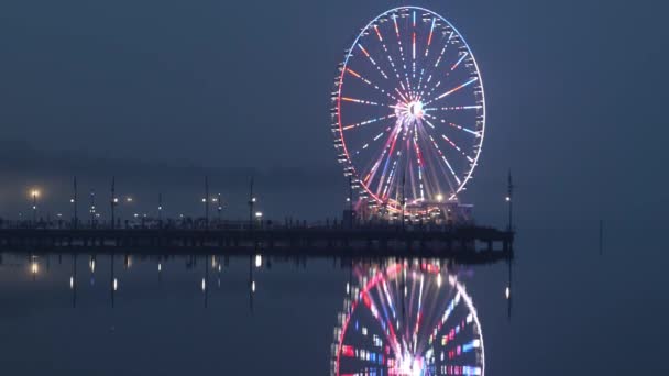 Waszyngton Usa Capital Wheel Washington National Harbor Night — Wideo stockowe
