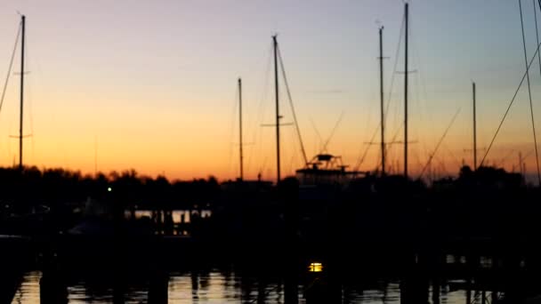 メリーランド州ソロモンズ パトゥクセント川の小さなマリーナで夜明けのタイムラウンド — ストック動画