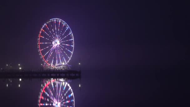 Washington Ηπα Πρωτεύουσα Wheel Στην Ουάσιγκτον Εθνικό Λιμάνι Νύχτα — Αρχείο Βίντεο