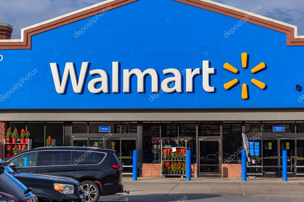 Prince Frederick, Maryland USA Dec 1, 2023 The entrance to the Walmart department store.