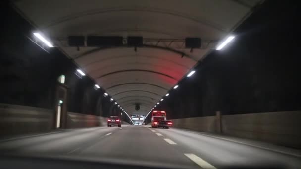 Стокгольм Швеция Автомобильный Туннель Sodra Lanken Юге Города — стоковое видео