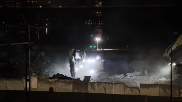Stockholm Swedia Sebuah Situs Konstruksi Dengan Buldoser Malam Hari Distrik — Stok Video