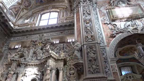 Palermo Sicília Itália Interior Ornamentado Chiesa Santa Caterina Alessandria Igreja — Vídeo de Stock