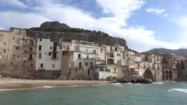 意大利西西里塞法卢 西西里北部一座古城的地中海景观 — 图库视频影像