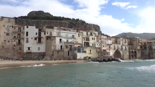 Cefalu Sicilië Italië Een Uitzicht Middellandse Zee Van Oude Stad — Stockvideo