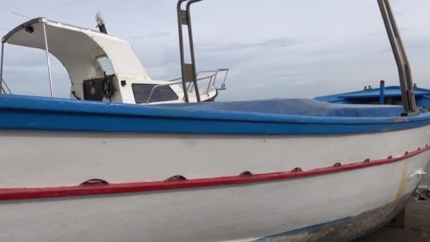 Палермо Сицилия Италия Деревянные Рыболовные Лодки Пляже Фелло — стоковое видео