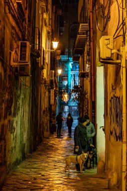 Palermo, Sicilya, İtalya 12 Ocak 2024 Eski Şehir 'in arka sokaklarında.
