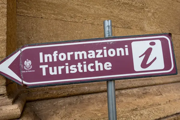 Palermo, Sicily, Italy, A tourist information sign in Italian