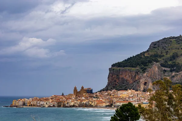 Цефалу Сицилія Італія Панорама Цього Мальовничого Середньовічного Приморського Міста — стокове фото