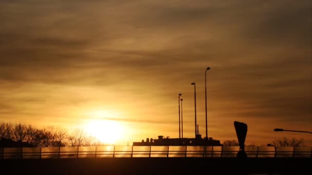 Estocolmo Suecia Sol Sale Una Mañana Invierno Sobre Autopista Distrito — Vídeos de Stock