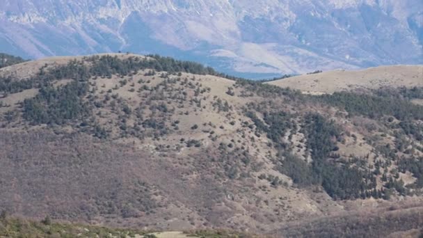 Горьяно Сиколи Италия Панорамный Вид Заснеженные Горы Регионе Абруццо — стоковое видео