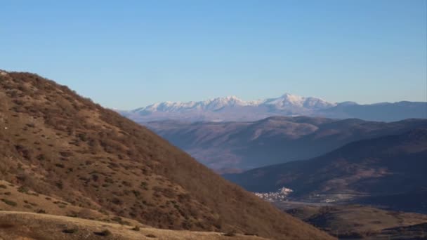 Goriano Sicoli Ιταλία Θέα Μια Ηλιόλουστη Μέρα Πάνω Από Βουνά — Αρχείο Βίντεο