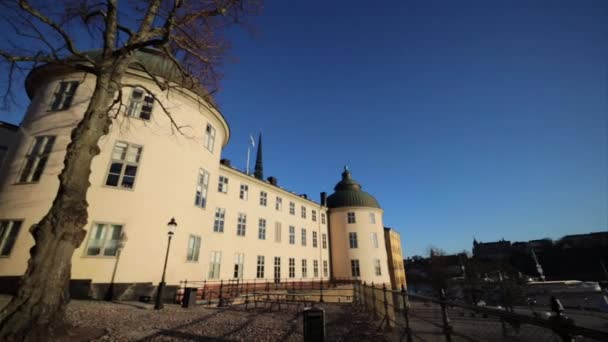 Stockholm Zweden Een Prachtig Uitzicht Riddarholmen Eiland Zon Weg Naar — Stockvideo